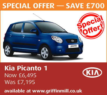 Save £700 on a new Kia Picanto 1 from Griffin Mill Kia. August 19, 2010